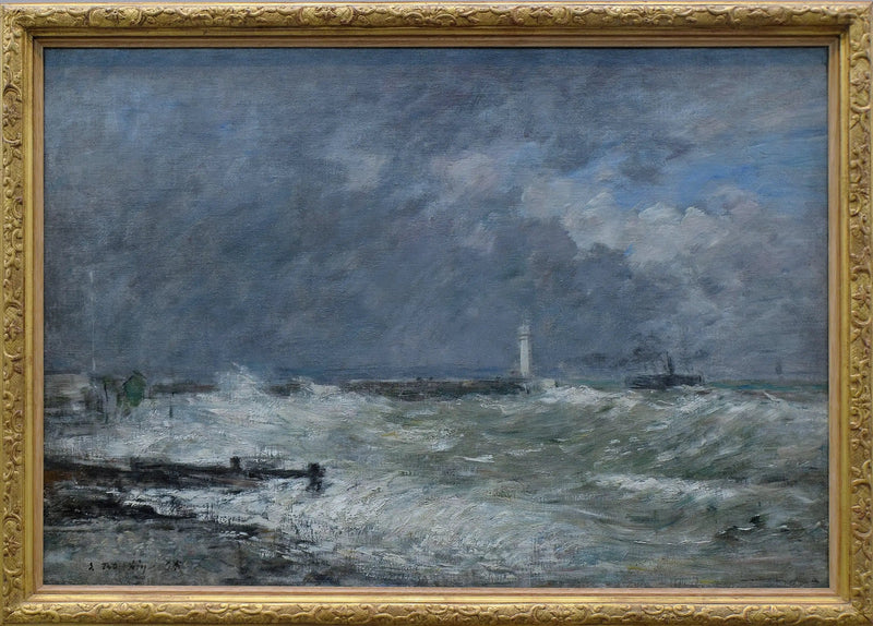 Entrada de los muelles de Le Havre en mal tiempo - Eugène Boudin