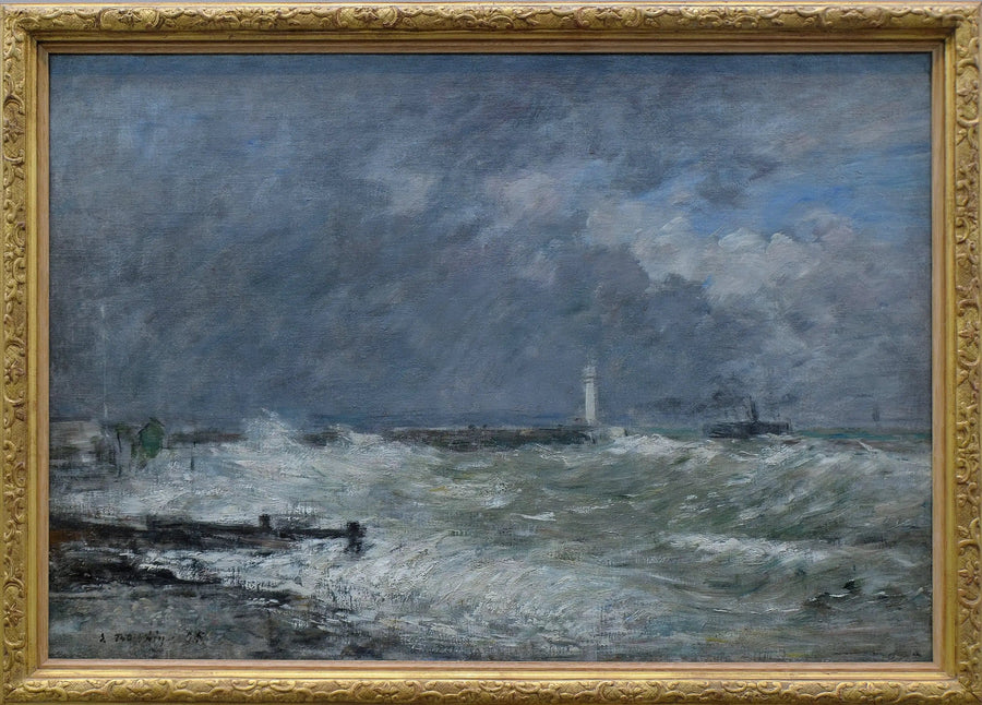 Entrada de los muelles de Le Havre en mal tiempo - Eugène Boudin