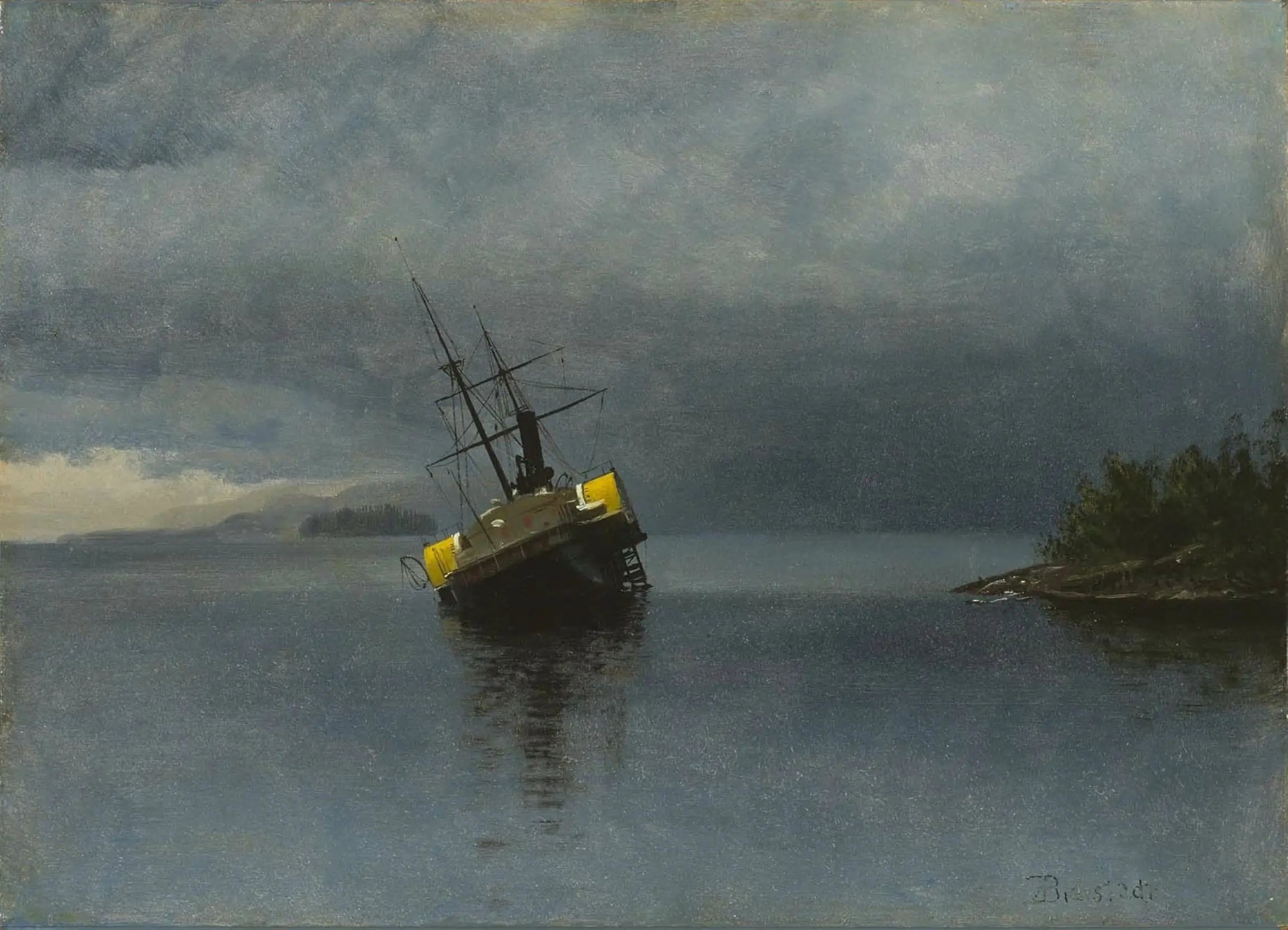 Épave de l'Ancon dans la baie de Loring, en Alaska - Albert Bierstadt image 1 reproduction de peinture à l’huile