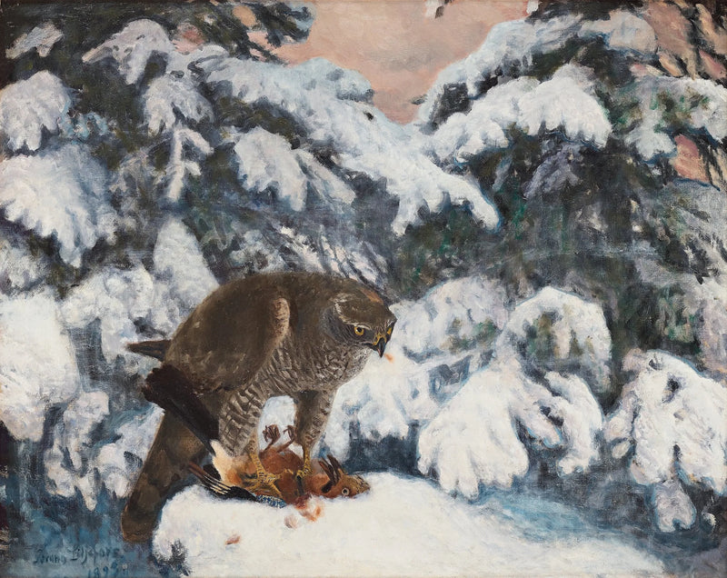Halcón con su presa - Bruno Liljefors