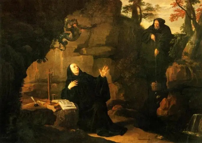 Episodios de la vida de san Benito: San Benito alimentado por el hermano Rómano - Philippe de Champaigne
