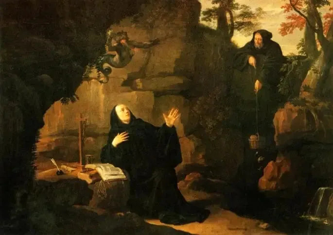 Episodios de la vida de san Benito: San Benito alimentado por el hermano Rómano - Philippe de Champaigne