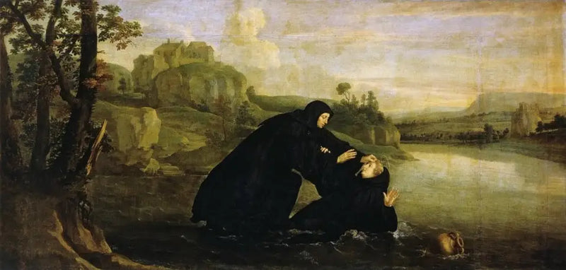 Episodios de la vida de san Benito: Placido retirado del agua por el hermano Maur - Philippe de Champaigne