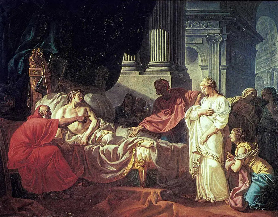 Érasistrato descubriendo la causa de la enfermedad de Antíoco - Jacques-Louis David