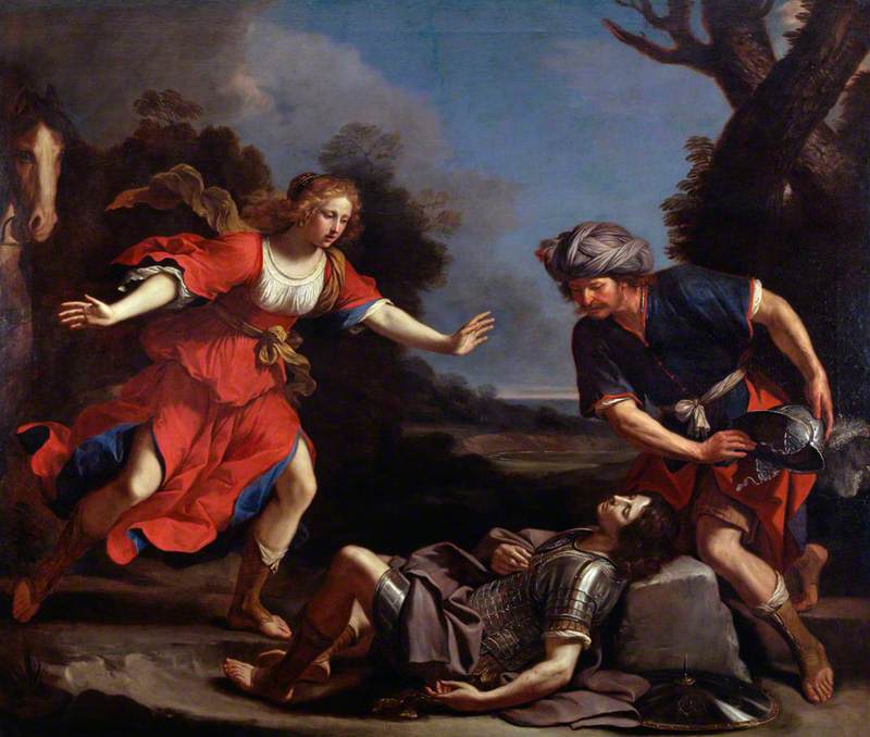 Erminia encuentra a Tancrède herido - Guercino