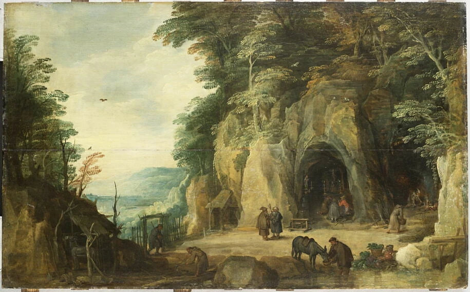 Ermitage de moines dans une grotte - Joos de Momper