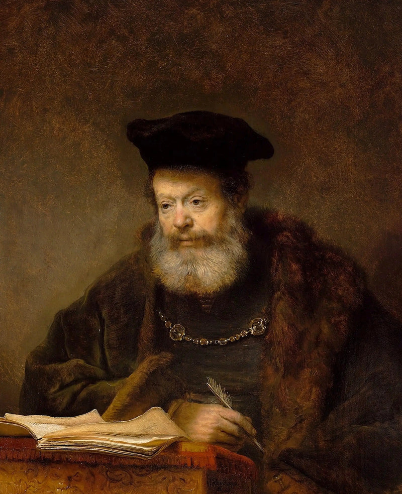 Erudito en su mesa de trabajo - Rembrandt