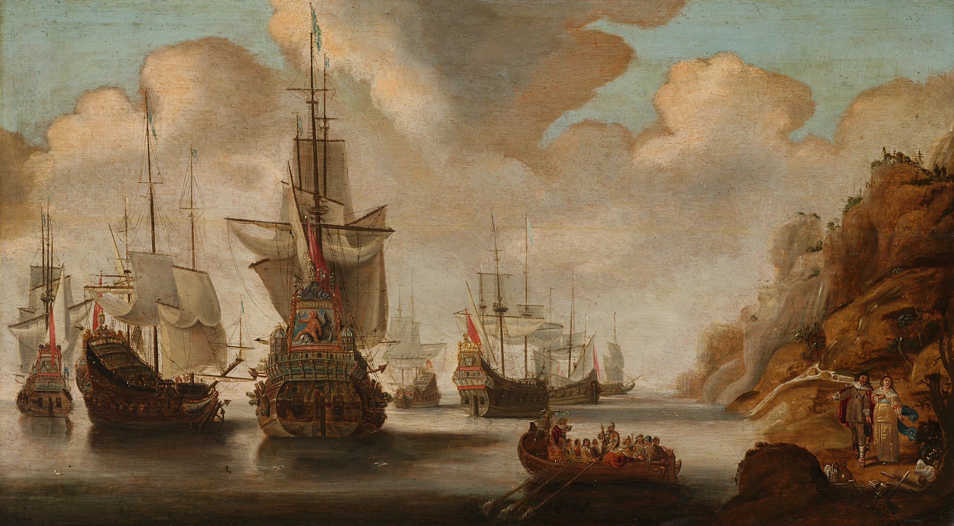 Une escadre française près d'une côte rocheuse. - Jacob Adriaensz. Bellevois