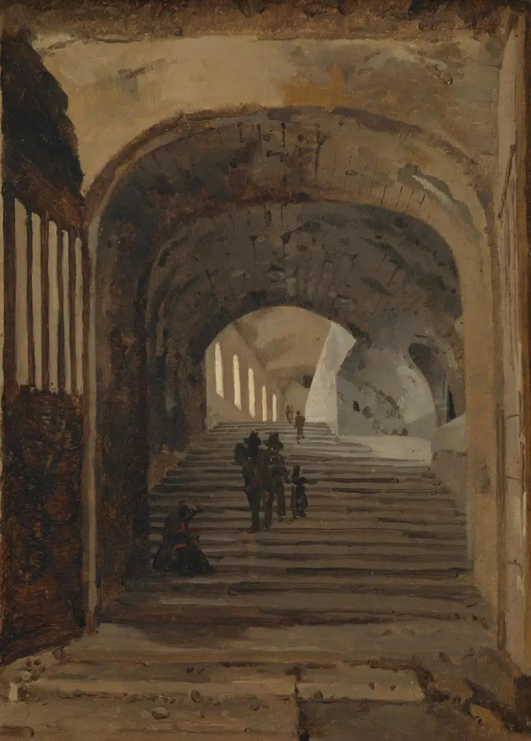 Escalera de la Villa de Mécène, Tivoli - Jean-Baptiste Camille Corot