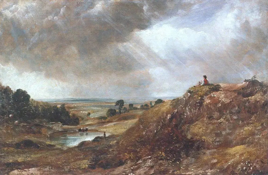 Estanque de Branch Hill, Hampstead Heath, con un niño sentado en la orilla - John Constable