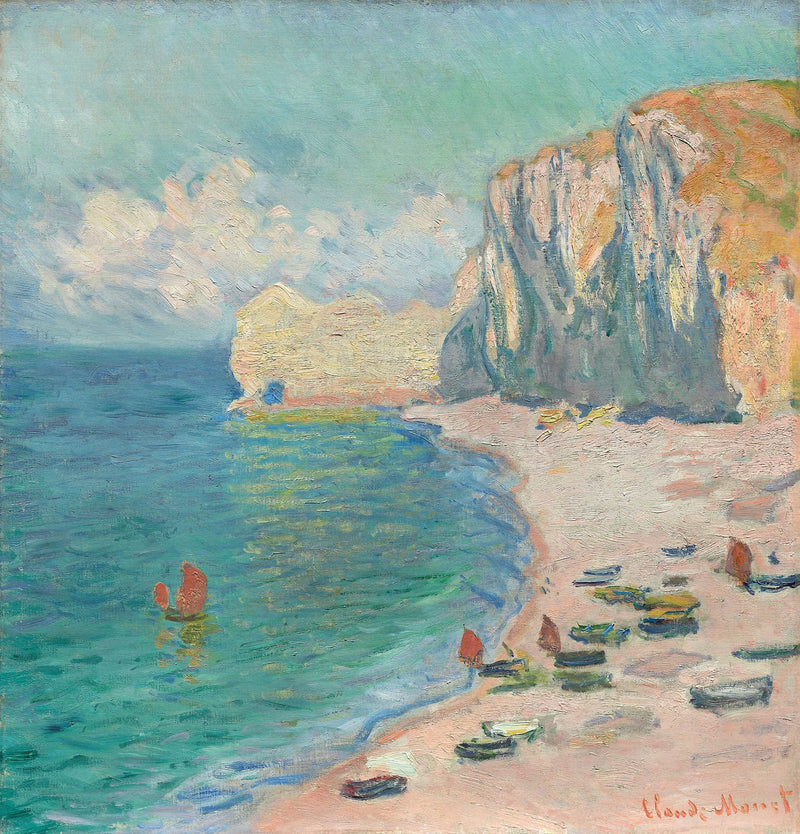 Étretat: La Playa y el Acantilado de Amont - Claude Monet