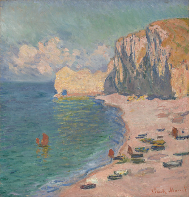 Étretat, la playa y el acantilado de Amont W1012 - Claude Monet