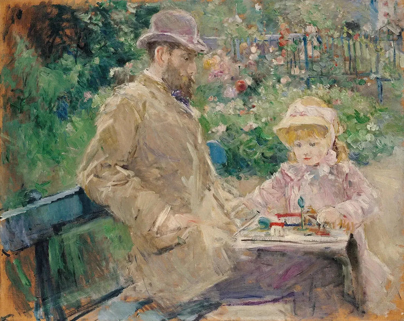 Eugène Manet y su hija en el jardín de Bougival - Berthe Morisot