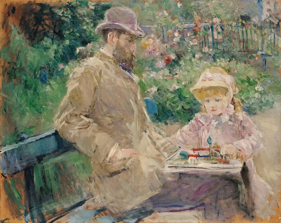 Eugène Manet y su hija en el jardín de Bougival - Berthe Morisot