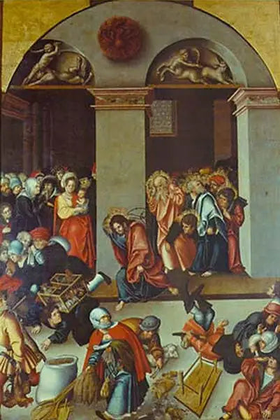 Expulsión de los cambistas del templo - Lucas Cranach el Viejo
