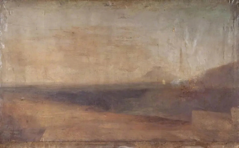 Extensa Paisaje con Río o Estuario y una Montaña Lejana - J. M. W. Turner