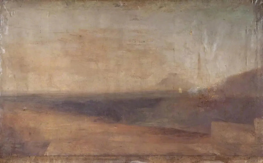Extensa Paisaje con Río o Estuario y una Montaña Lejana - J. M. W. Turner