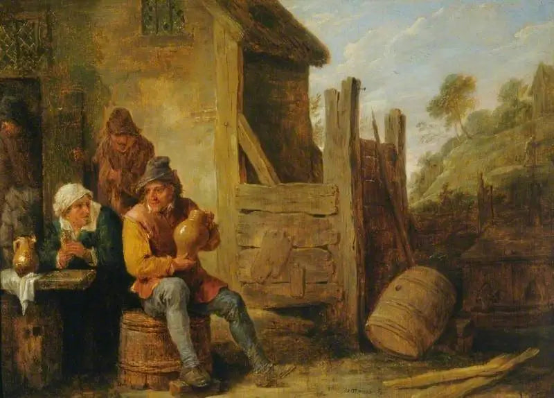 Exterior de una posada: campesinos bebiendo - David Teniers el Joven