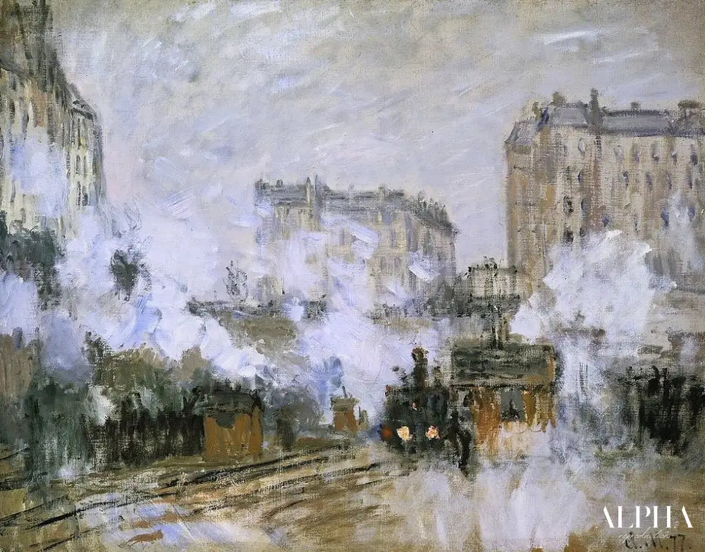 Extérieur de la gare Saint-Lazare, arrivée d'un train - Claude Monet - Reproductions de tableaux et peintures haut de gamme