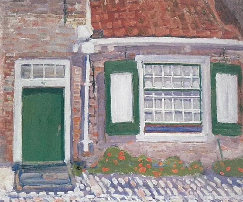 Fachada de casa con persianas adornadas de verde - Piet Mondrian