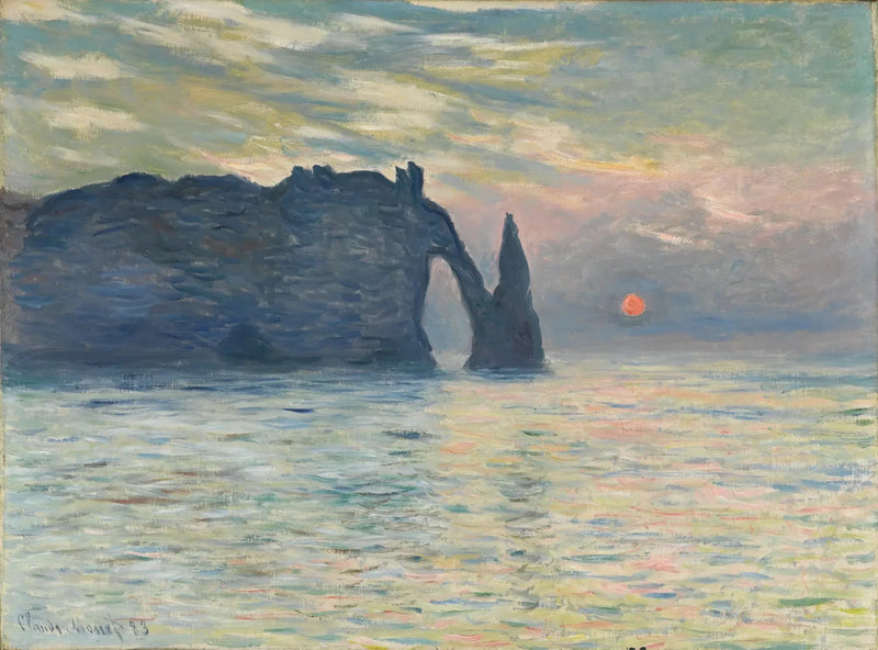 La Falaise d'Étretat, poniendo el sol W817 - Claude Monet