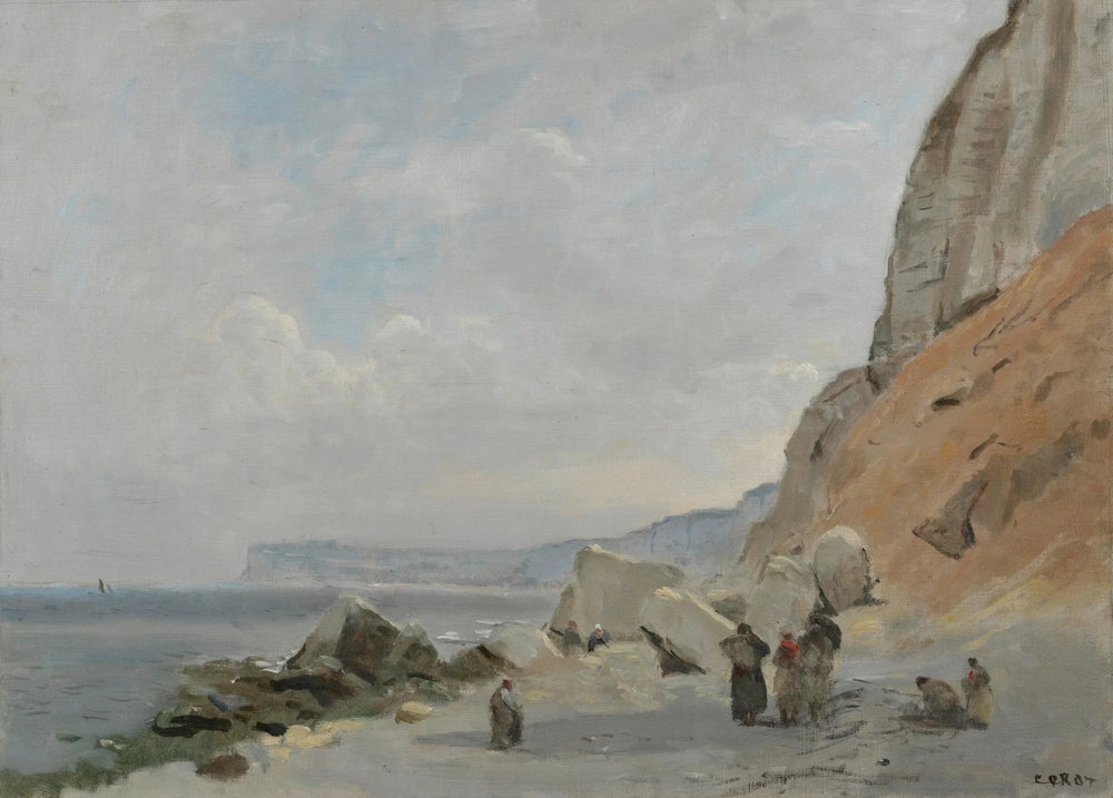 Falaises de craie près d'Yport - Jean-Baptiste Camille Corot image 1 copie peinte à la main à l’huile