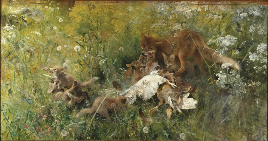 Familia de zorros - Bruno Liljefors