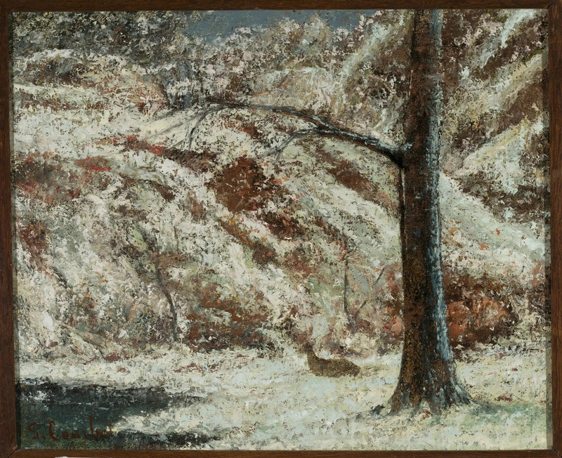 Faisán en la nieve en el bosque - Gustave Courbet