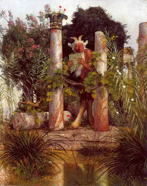 Fauna soplando en la siringe - Arnold Böcklin