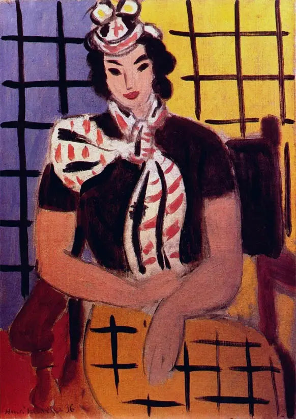 Femme à l'écharpe écossaise - Henri Matisse image 1 reproduction d’œuvre d’art à l’huile