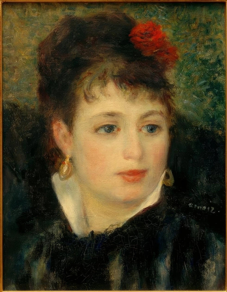 Mujer con una rosa en el cabello - Pierre-Auguste Renoir
