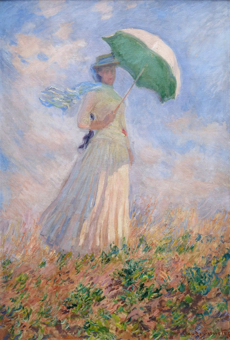 Mujer con sombrilla mirando hacia la derecha - Claude Monet