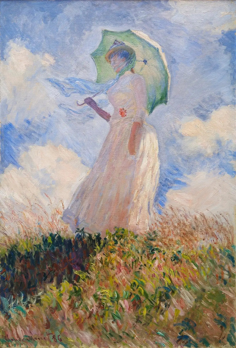Mujer con sombrilla mirando hacia la izquierda - Claude Monet