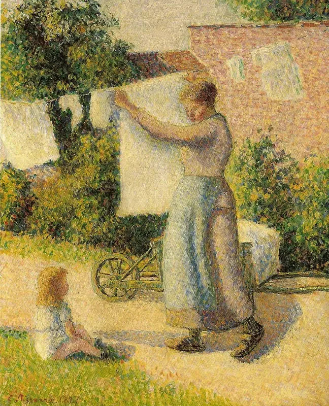 Mujer tendiendo la ropa - Camille Pissarro