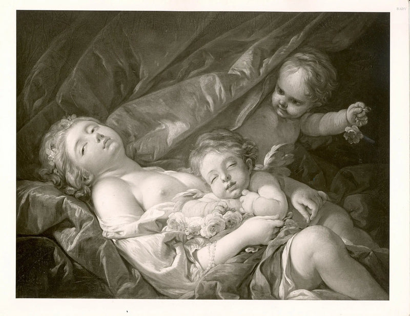 mujer acostada con putti - François Boucher
