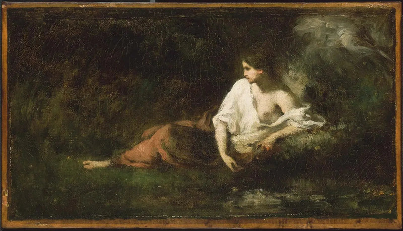 Mujer reclinada en un paisaje - Jean-François Millet