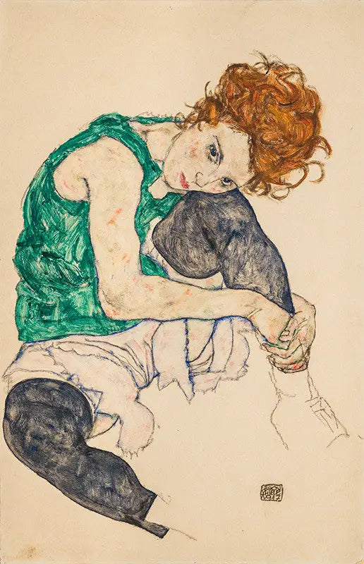 Mujer sentada con la pierna doblada - Egon Schiele