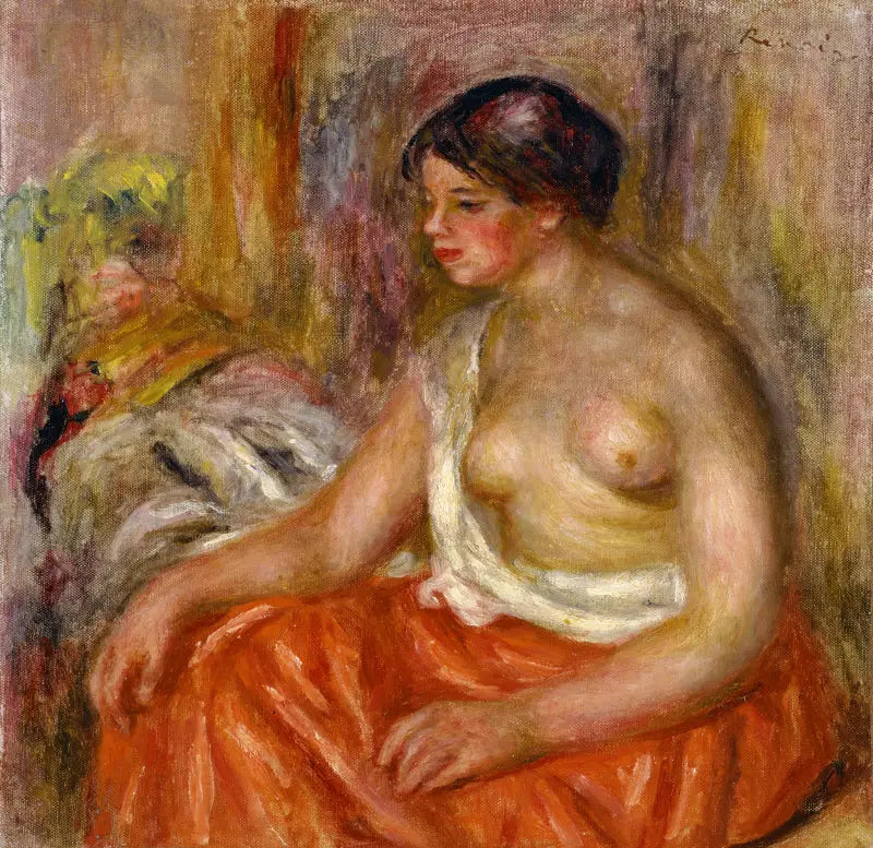 Mujer sentada con el pecho desnudo - Pierre-Auguste Renoir