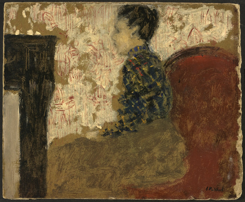 Mujer sentada en la esquina de la chimenea - Édouard Vuillard