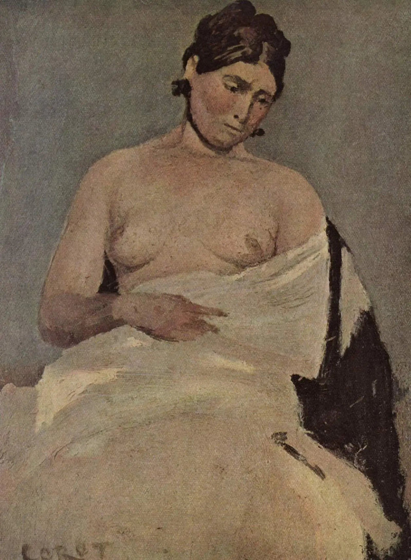 Mujer sentada con los pechos desnudos - Jean-Baptiste Camille Corot