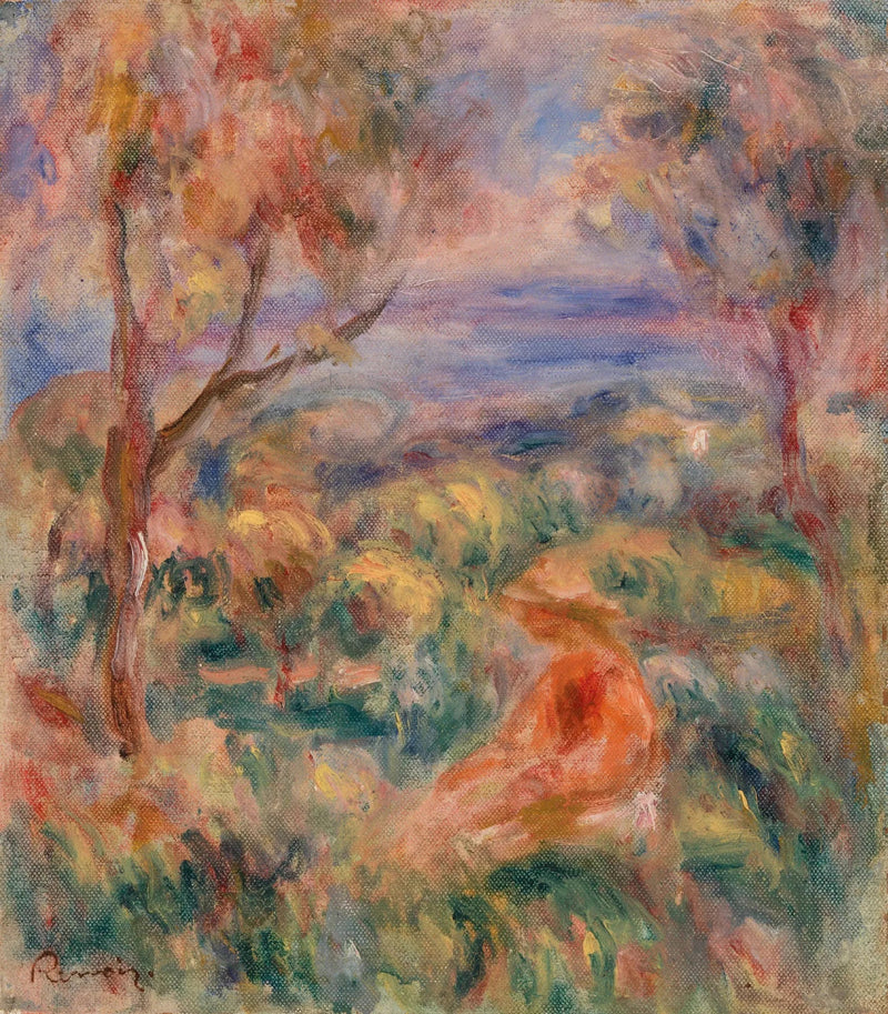 Mujer sentada con el mar a lo lejos (Mujer sentada al borde del mar) - Pierre-Auguste Renoir
