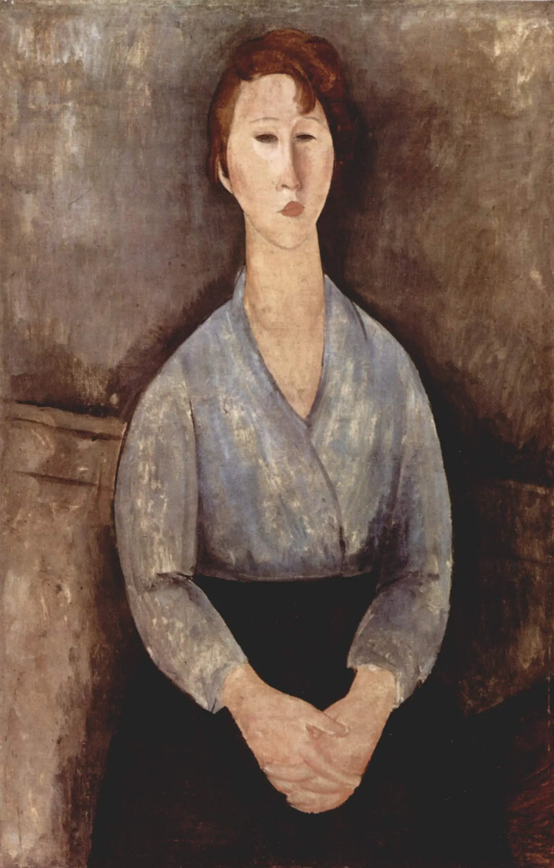 Mujer sentada con una blusa azul - Amedeo Modigliani
