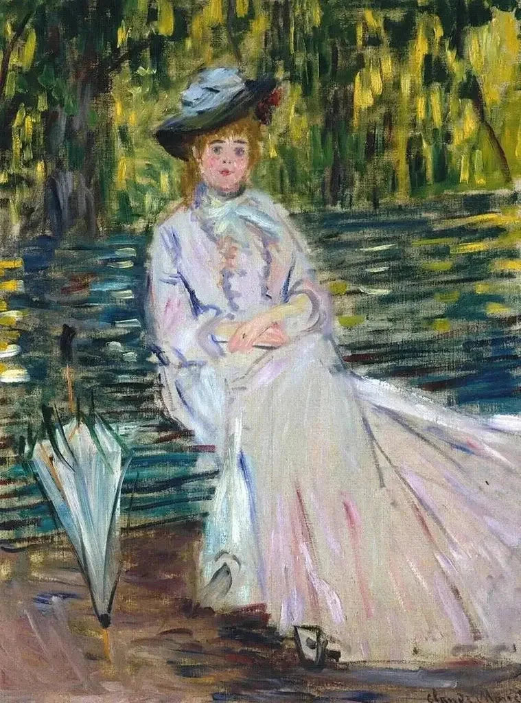 Mujer sentada en un banco W343 - Claude Monet