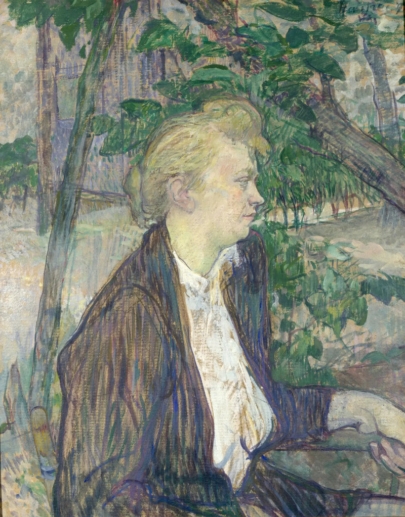 Mujer sentada en un jardín - Henri de Toulouse-Lautrec