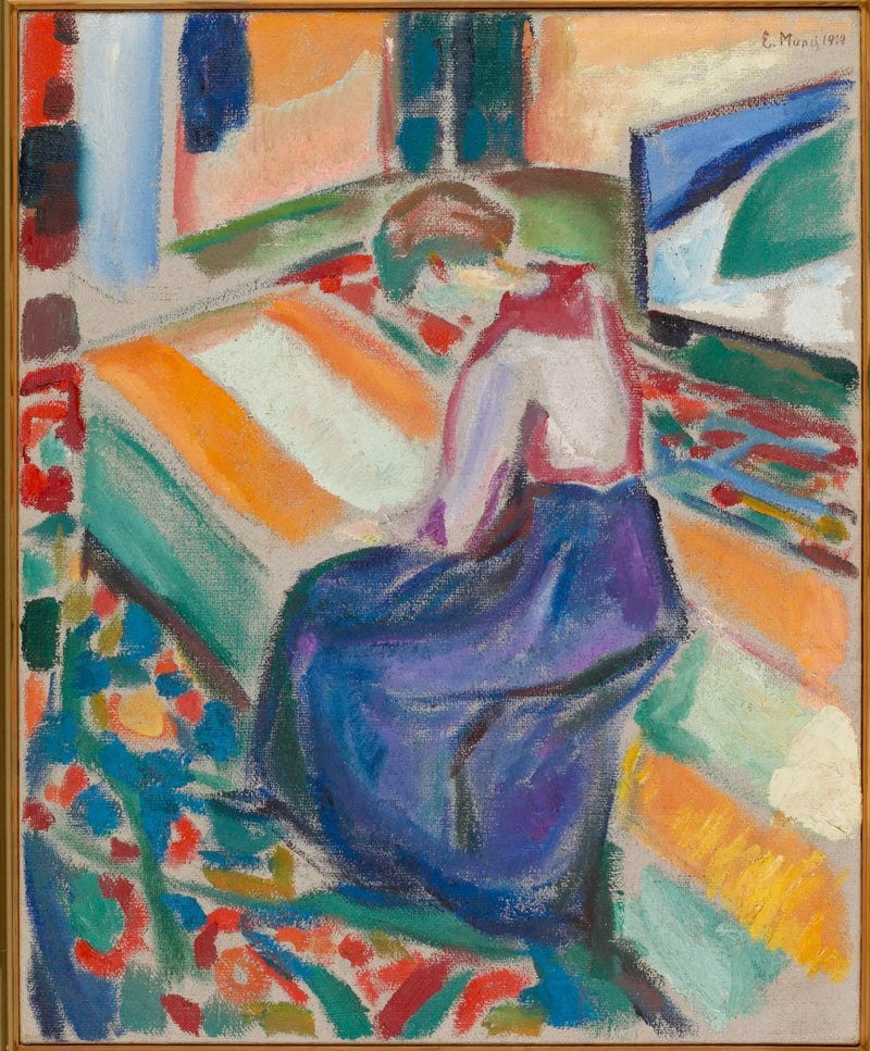 Mujer sentada en una carreta - Edvard Munch