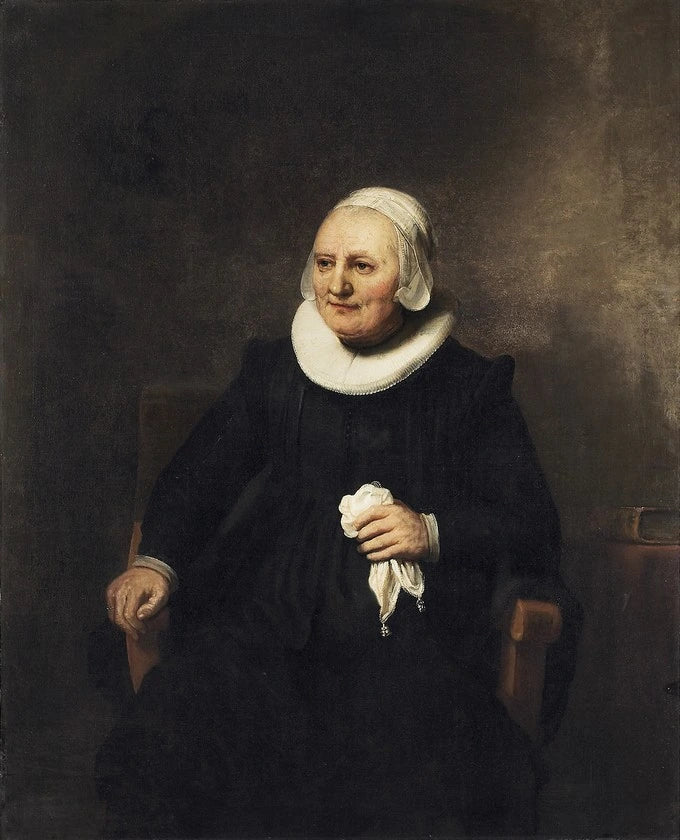 Retrato de una mujer sentada con un pañuelo - Rembrandt