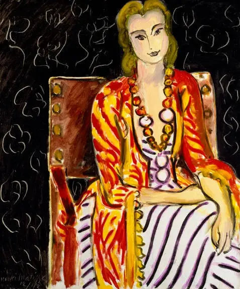 Mujer sentada sobre fondo negro - Henri Matisse