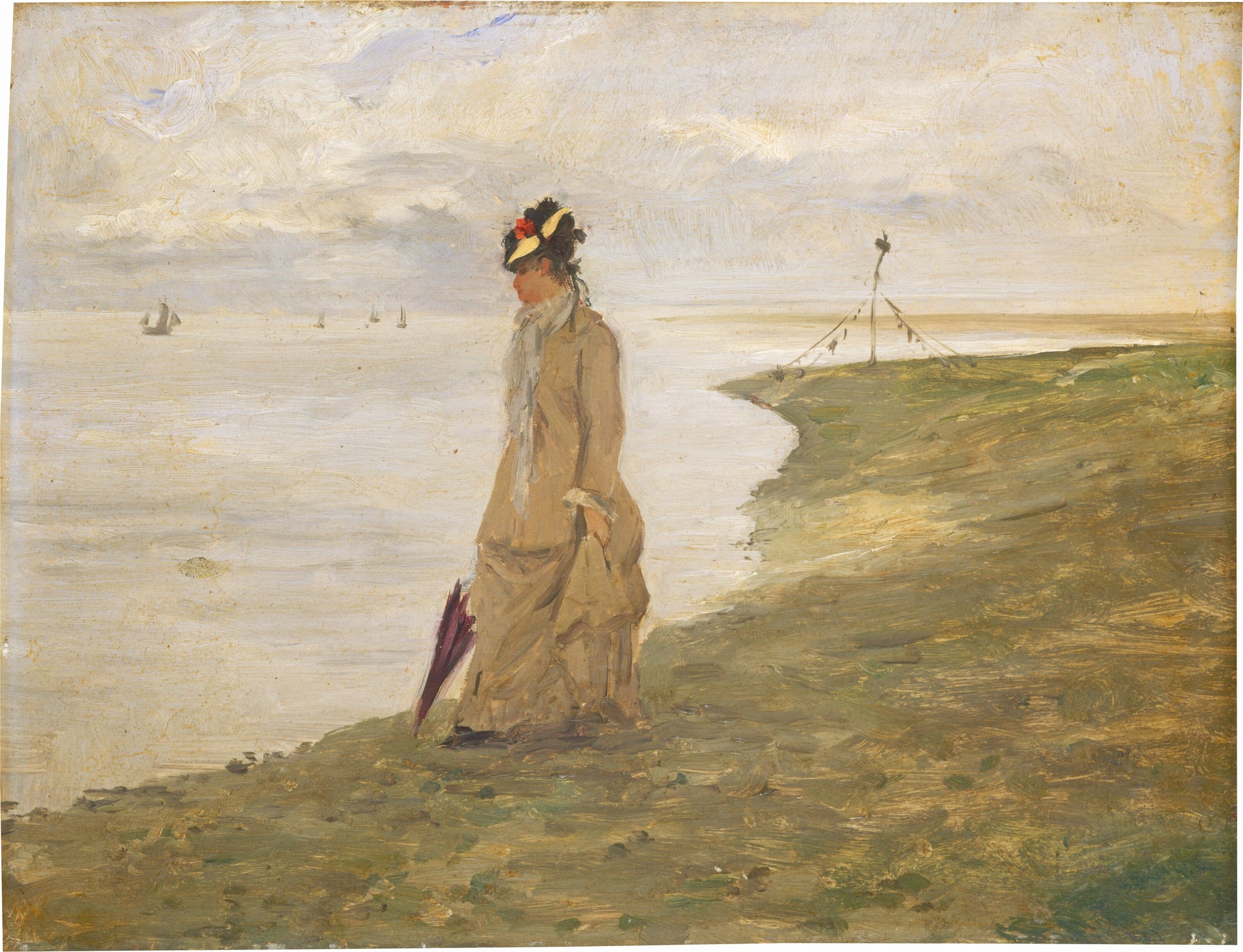 Femme au bord de la mer - French 19th Century