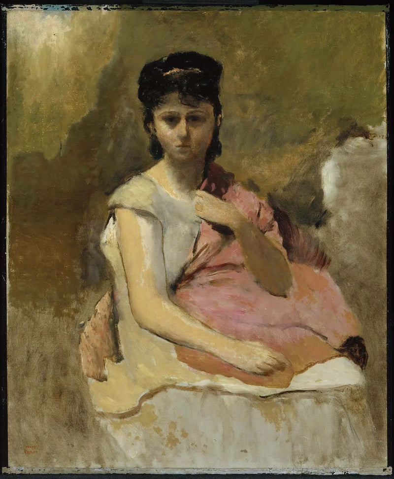Mujer con chal rosa - Jean-Baptiste Camille Corot