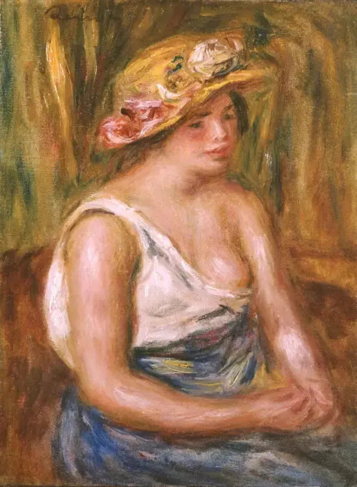 Mujer con sombrero de paja - Pierre-Auguste Renoir